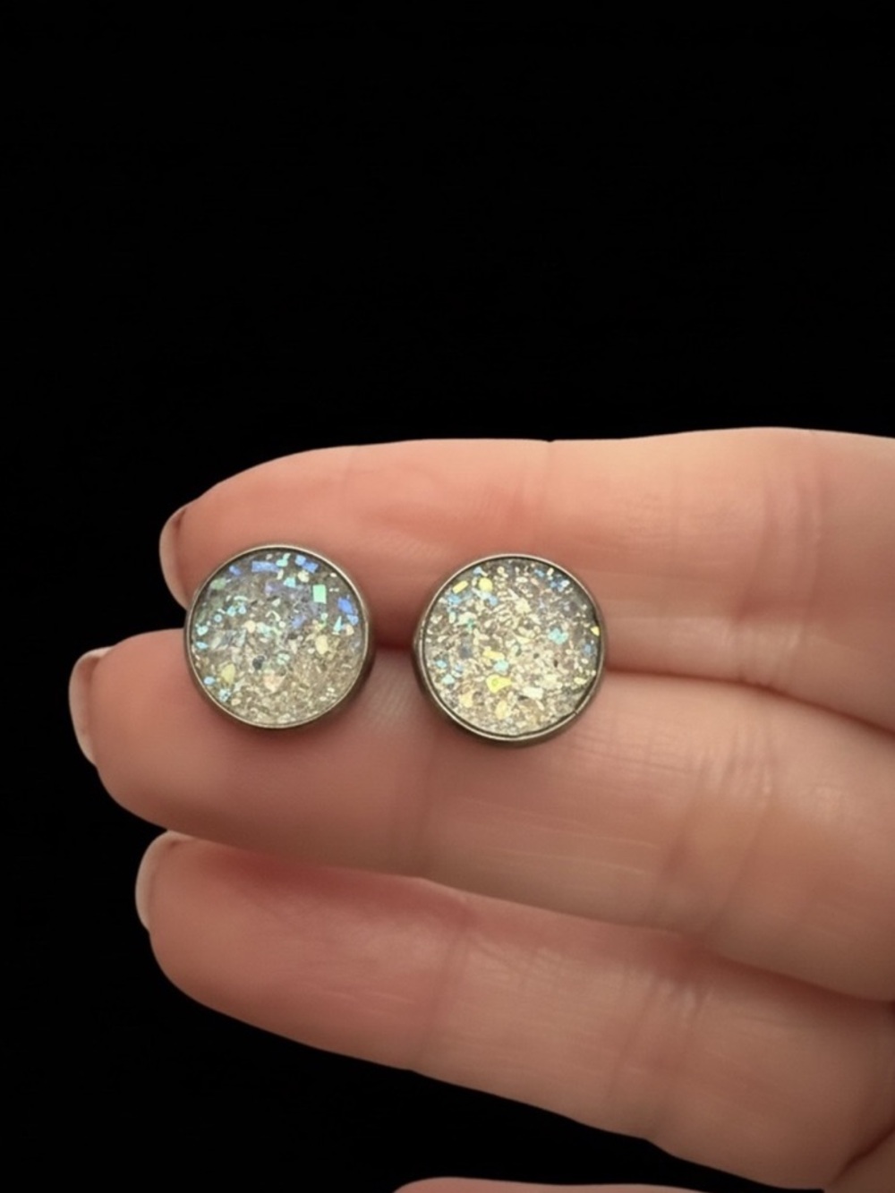 Tucson Gem & Minerals Opal Sky Druzy Stud Earrings 10mm NWT - Picture 9 of 15